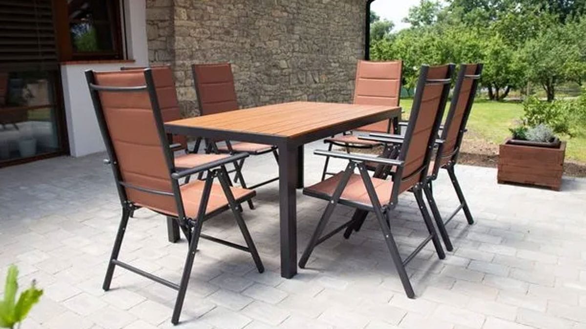 Plastový zahradní nábytek set hnědý černý 6+1