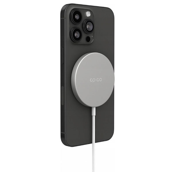 Epico bezdrátová hliníková nabíječka s podporou uchycení MagSafe - Nejlepší bezdrátová nabíječka pro iPhone – Epico s Qi technologií a magnetickým MagSafe uchycením