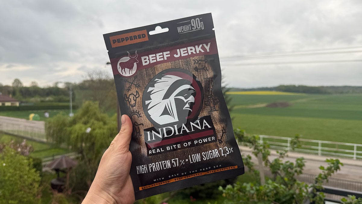 Beef Jerky Peppered od Indiana Jerky - balení 90 g - sušené hovězí maso s pepřem, recenze e-shopu jerky-shop.cz