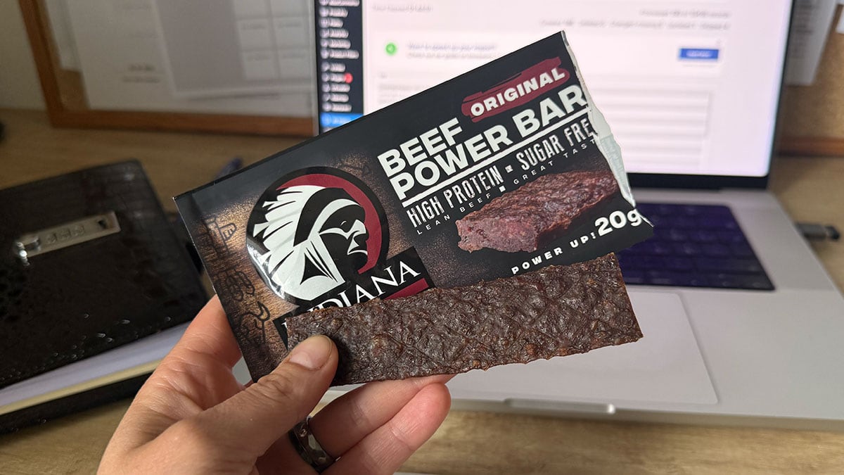 Beef Power Bar od Indiana Jerky - balení 20 g - sušené hovězí maso - tyčinka, recenze e-shopu jerky-shop.cz