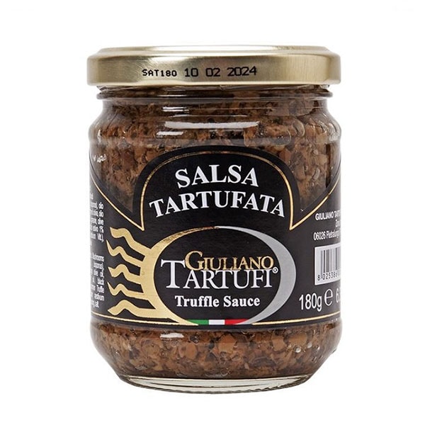 Sklenička lanýžové pasty Salsa Tartufata od značky Giuliano Tartufi, určená k ochucení italských pokrmů – delikatesa z e-shopu lanyzshop.cz